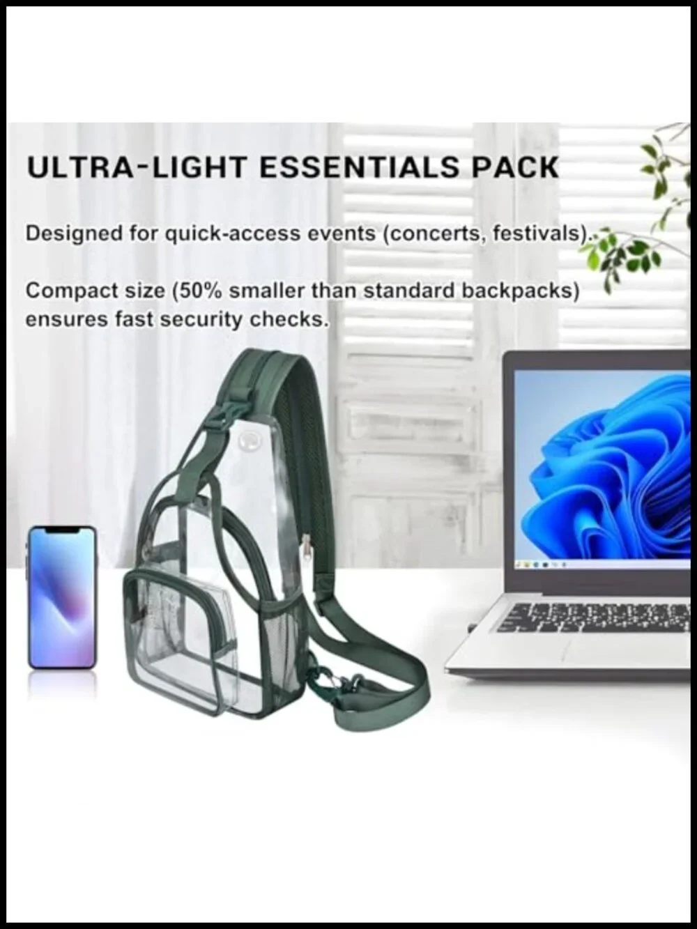 Convertible Clear Mini Backpack Sling Bag PVC Stadium Approved